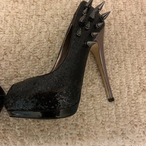 Madonna Truth or Dare Black Glitter Spike Shoes - Picture 13 of 15